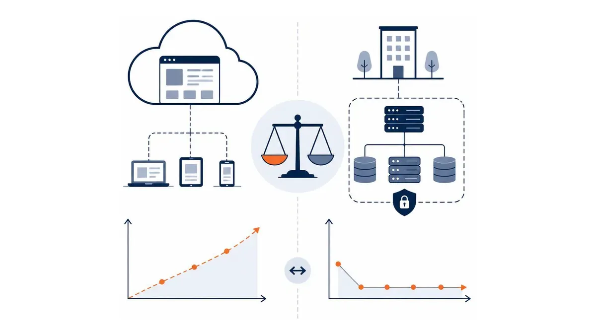 Global CRM abonelik giderleri ile özel CRM sunucu maliyetinin beş yıllık karşılaştırması