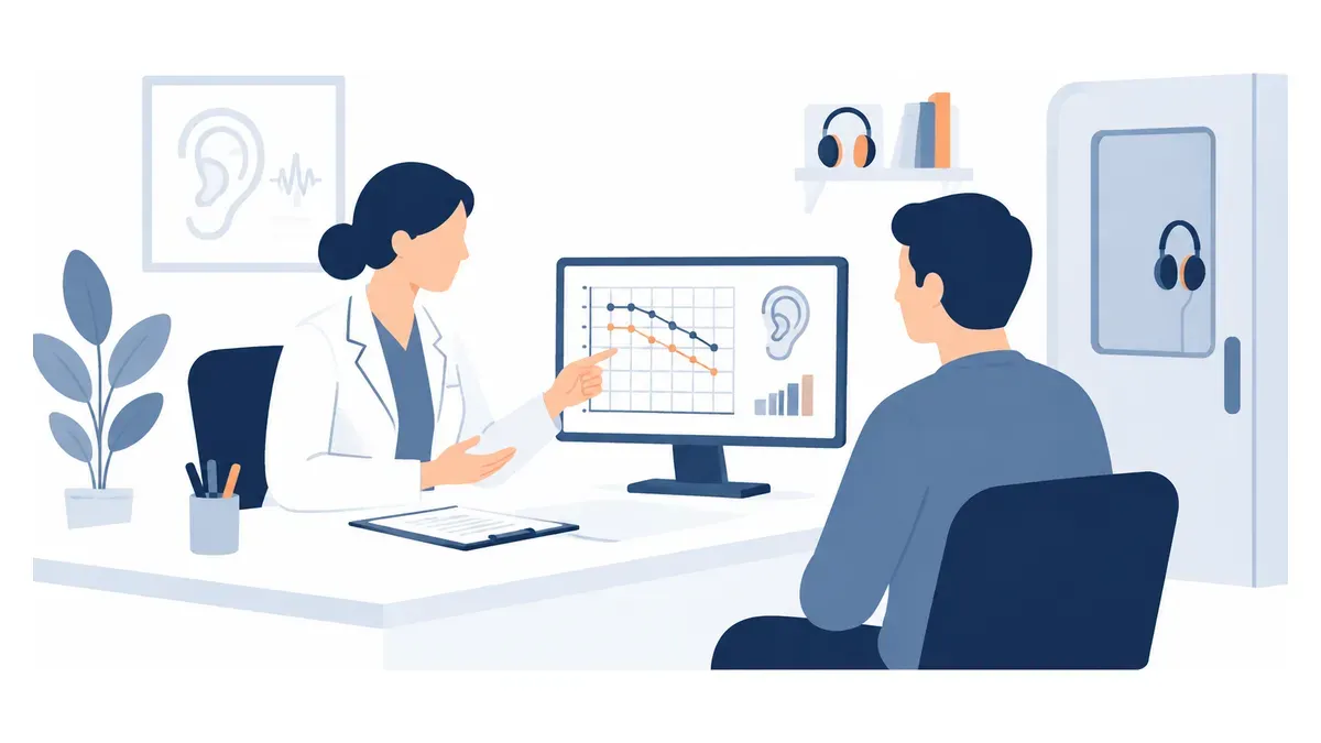 İşitme kliniğinde uzman ve hasta görüşmesi yerel sağlık arama optimizasyonu örneği