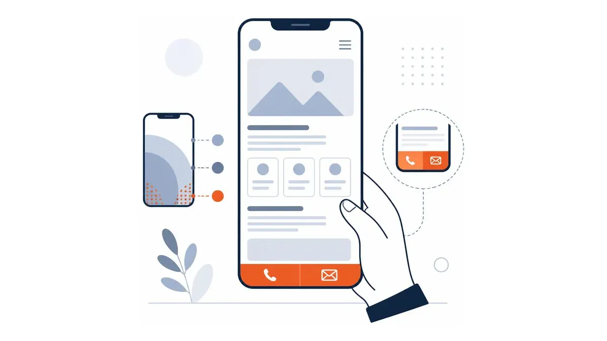 Mobil web sitesinde başparmak erişim bölgelerine göre optimize edilmiş buton yerleşimi